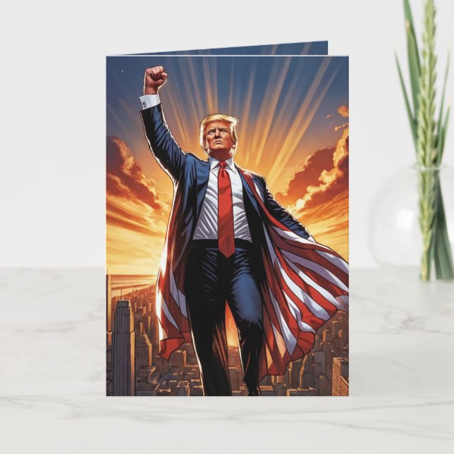 Carte "Trump the American Superhero Greeting Card" (Devant)