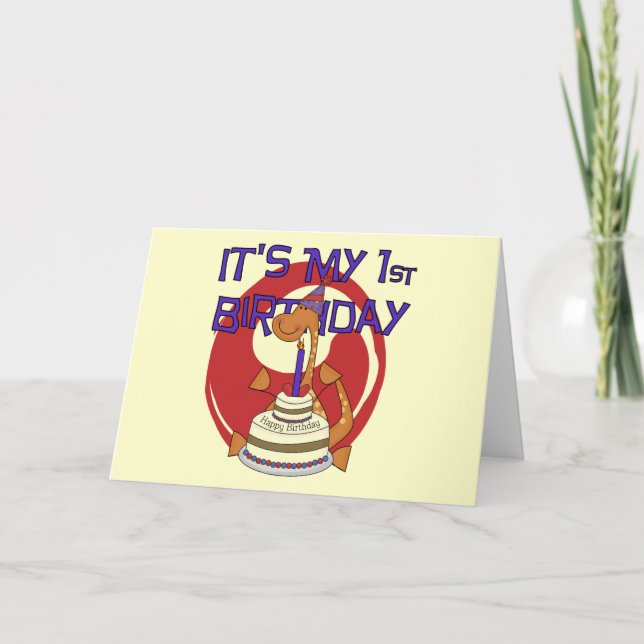 Carte Tshirts et cadeaux Dino Premier anniversaire (Devant)