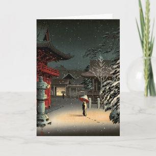 Carte Tsuchiya Koitsu - Neige au temple de Nezu