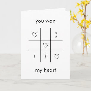 Carte Tu as gagné mon coeur Tic-tac-toe fun Saint Valent