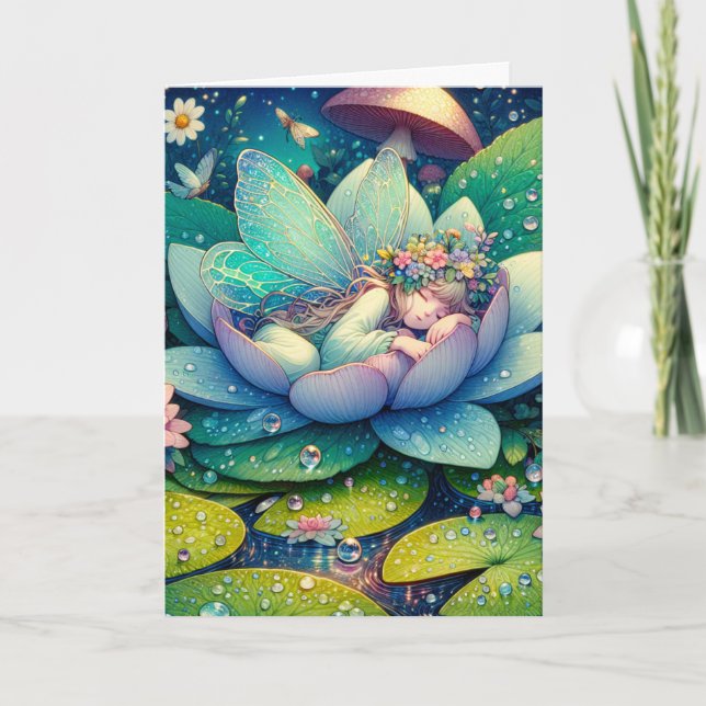 Carte Tu es dans mon esprit | Dormir sur une fleur (Devant)