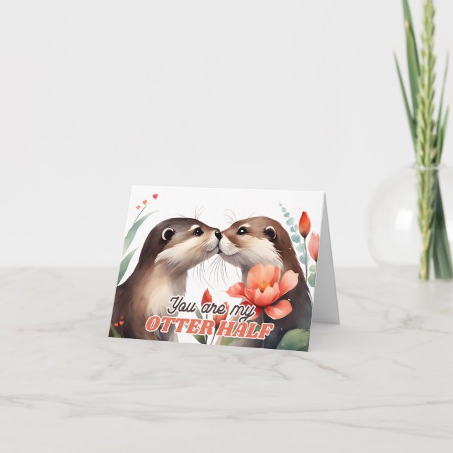 Carte Tu es ma moitié loutre Saint-Valentin bisous de lo (Devant)