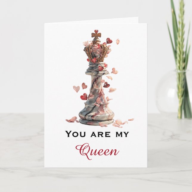 Carte Tu es ma Reine Échiquier Saint-Valentin (Devant)