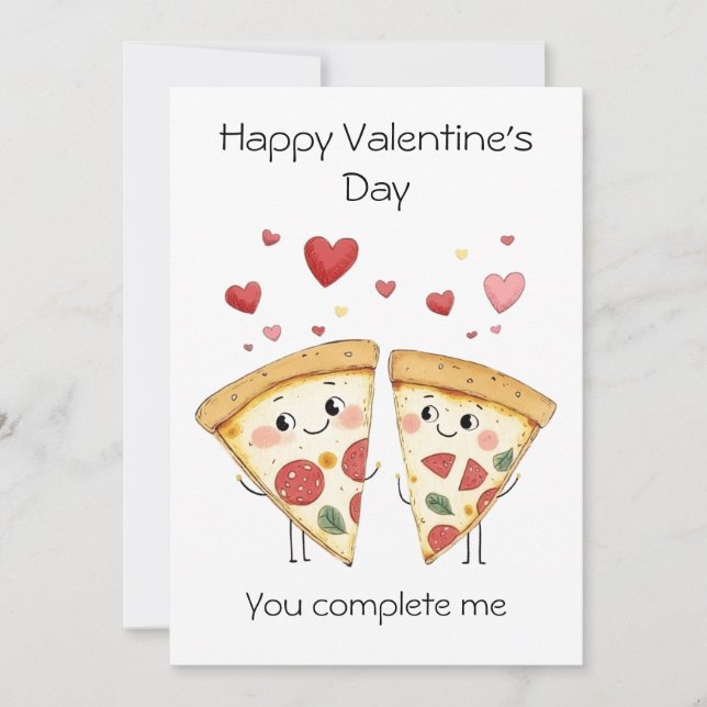 Carte Tu me complètes – Pizza drôle et mignonne pour la  (Devant)