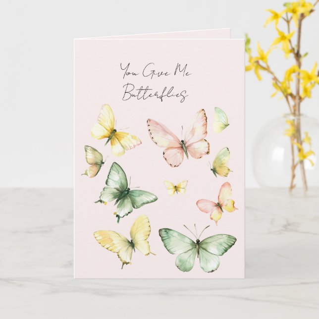 Carte Tu Me Donnes Des Papillons Amour (Fleur jaune)