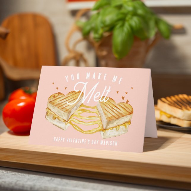 Carte Tu Me Fais Fondre Amusingo Grilled Cheese pour la  (You Make Me Melt Funny Grilled Cheese Valentine Card)