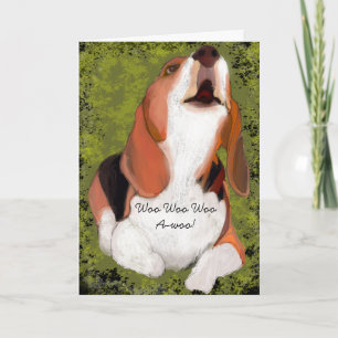 Carte Tu me manques ! Hurlement de Beagle mignon replié