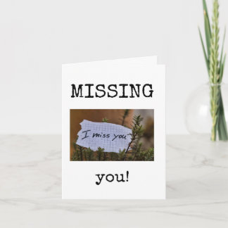 Carte Tu me manques, Je te manque, Au revoir, Adieu