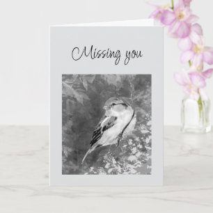 Carte Tu me manques Oiseau Moineau Aquarelle dans la For