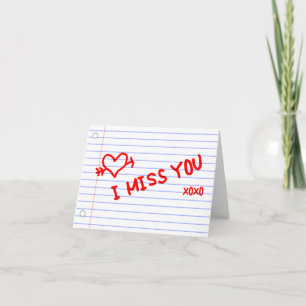 Carte tu me manques : papier de cahier