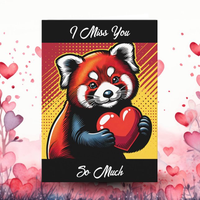 Carte Tu Me Manques Tant | Pop Art Red Panda (Créateur téléchargé)