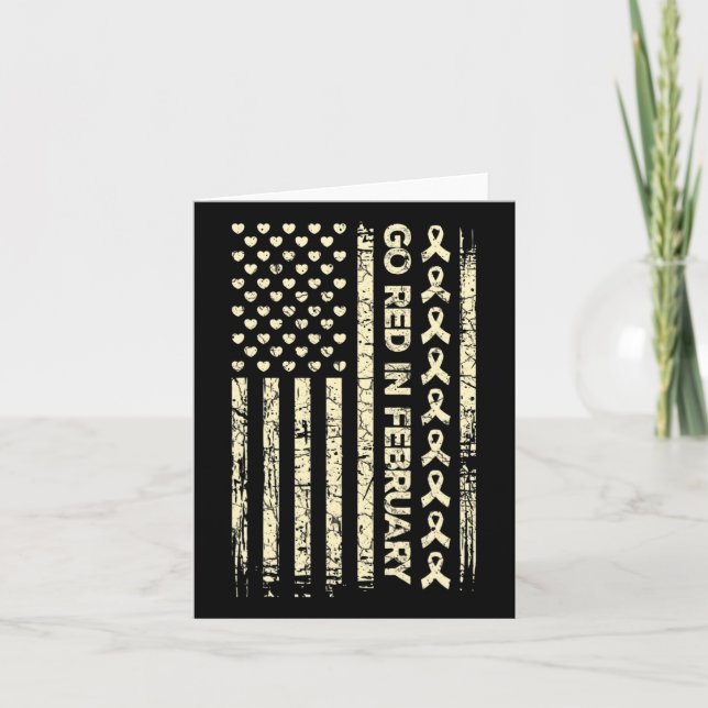 Carte Tu Red Ribbon Heart Disease Awareness Don America (Devant)