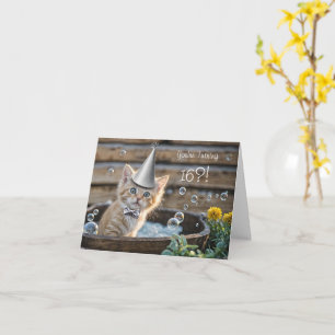 Carte Tub de chaton roux mignon et drôle pour 16ème anni