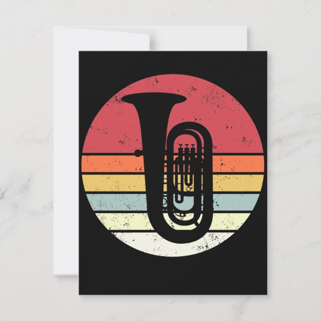 Carte Tuba cadeau, joueur de tuba rétro, orchestre (Devant)