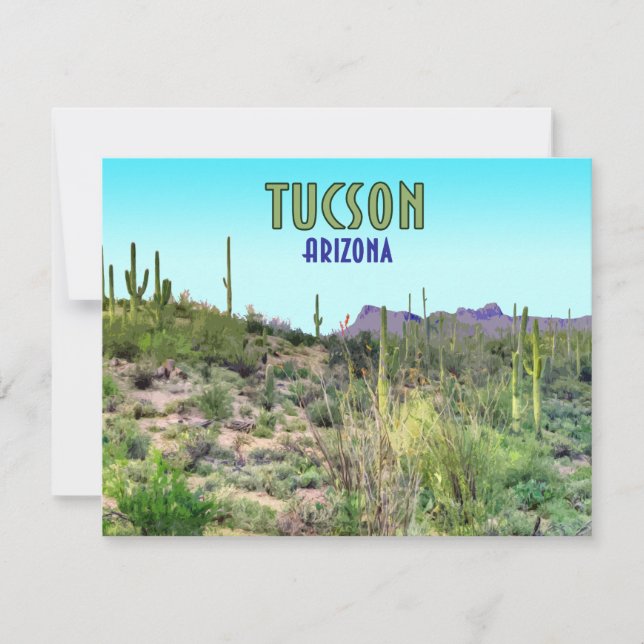 Carte Tucson Arizona Cactus et Mountain Flat Card (Devant)
