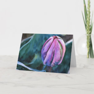 Carte Tulip Bud Garden Art Aquarelle Style Blanc