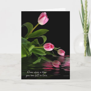 Carte Tulip réflection rose dans water annivesary