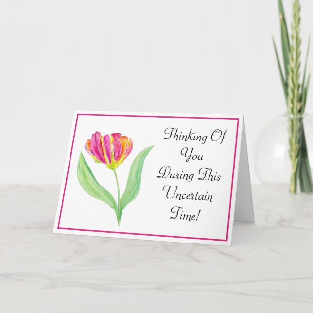 Carte Tulipe perroquet violet aquarelle pensée pour vous (Devant)