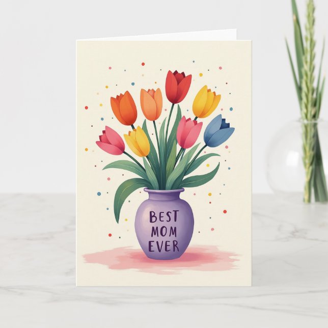 Carte Tulipe pour la plus douce des mamans (Devant)