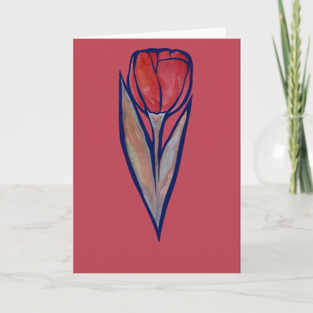 Carte Tulipe Rouge Printemps Nature                      (Devant)