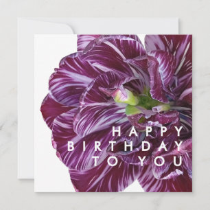 Carte Tulipe Violette Élégante Fleurie Joyeux Anniversai