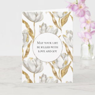 Carte Tulipes blanches d'or romantique Mariage floral