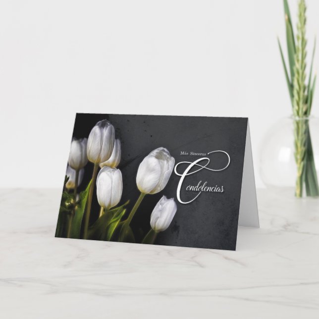 Carte Tulipes blanches en Sympathie espagnole sur Grey (Devant)