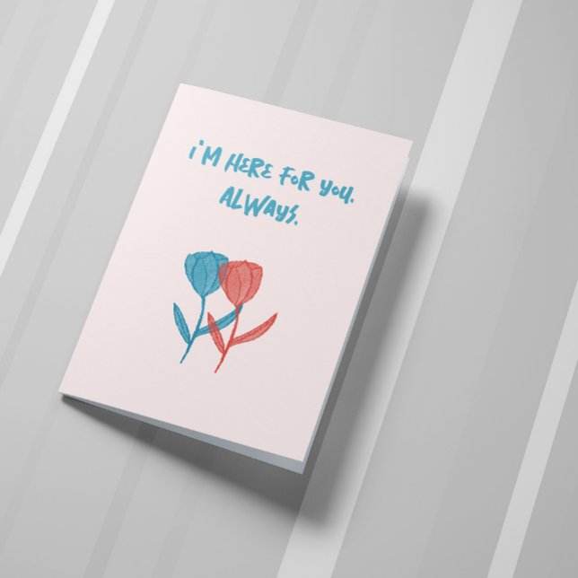 Carte Tulipes bleues et roses dessinées à la main, inspi (Créateur téléchargé)