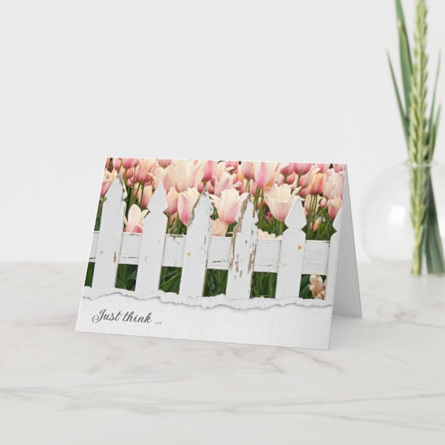 Carte Tulipes d'amitié et vieille clôture (Devant)