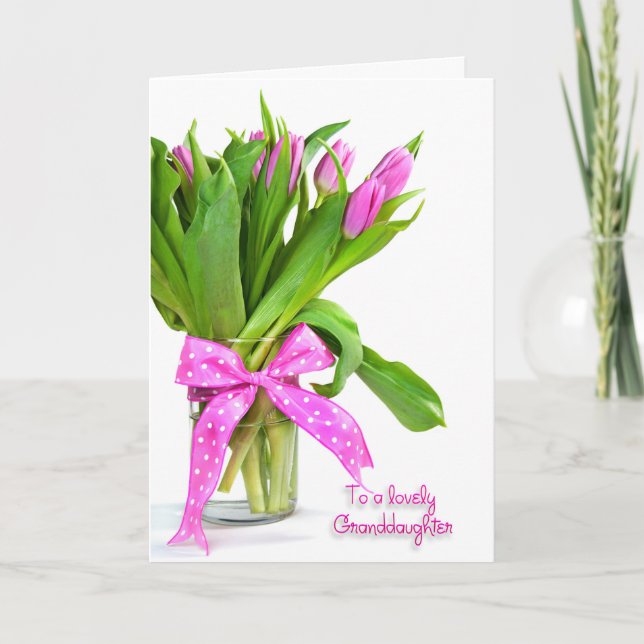 Carte Tulipes d'anniversaire pour petite-fille (Devant)