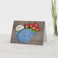 Tulipes dans la poche de blue-jean