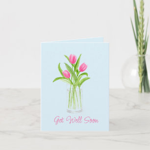 Carte Tulipes dans l'eau aquarelle florale peinte à la m