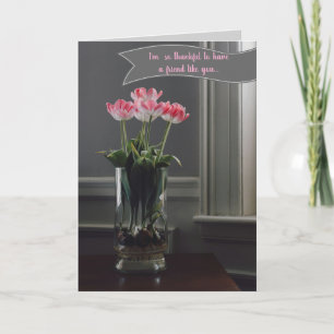 Carte Tulipes édifiables dans un vase en verre