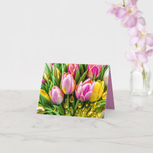 Carte Tulipes élégantes aux accents or, Pâques