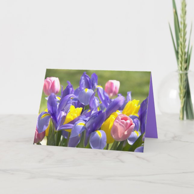Carte Tulipes Et Fleurs Irises Vierges À L'Intérieur (Devant)