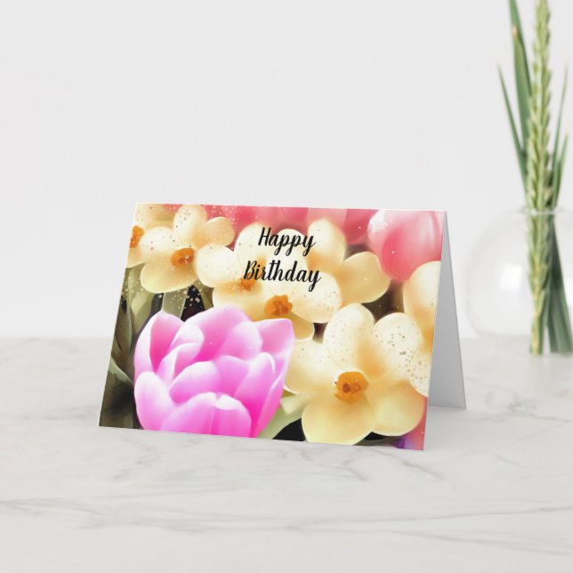 Carte Tulipes et jonquilles Anniversaire (Devant)