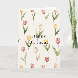 Carte Tulipes Fleurs Anniversaire Jaune Rose
