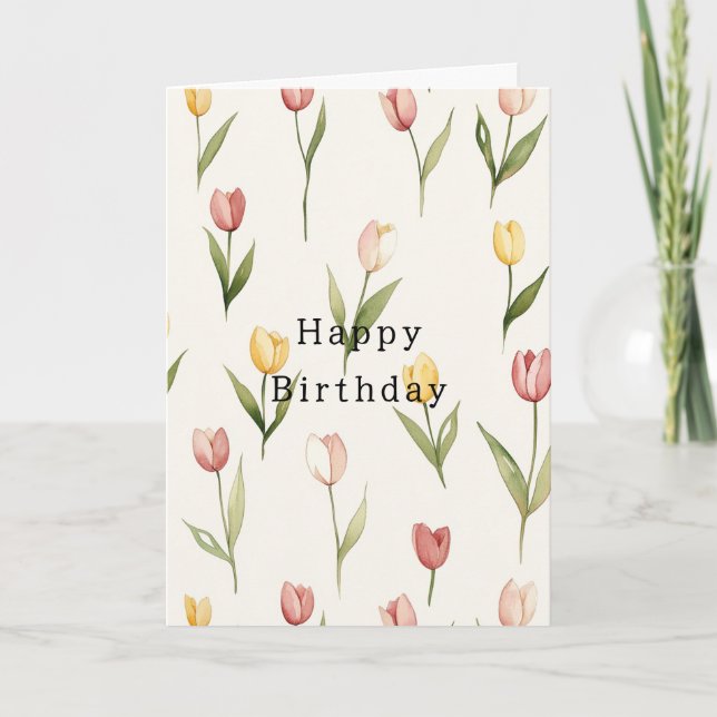 Carte Tulipes Fleurs Anniversaire Jaune Rose (Devant)