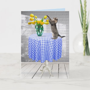 Carte Tulipes Jaunes Avec Chat