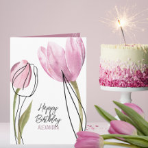 Tulipes Joyeux Anniversaire Texte Personnalisé Tou