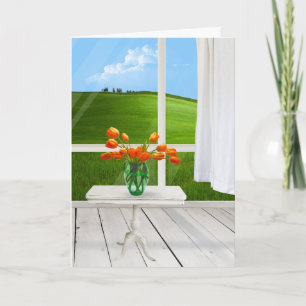 Carte Tulipes orange sur la table