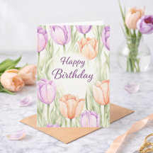 Tulipes pastel pêche violet Printemps floral Anniv