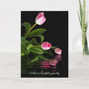 Carte tulipes roses et réflexion d'eau