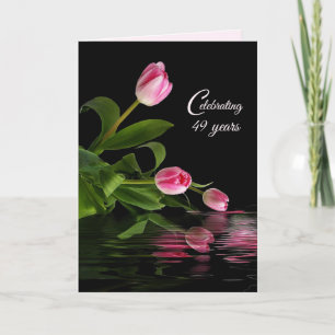 Carte Tulipes roses pour 49e anniversaire dans l'eau
