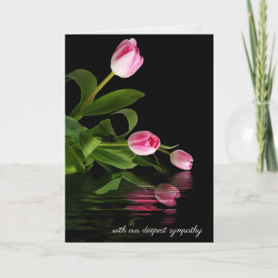 Carte tulipes roses sur noir pour sympathie