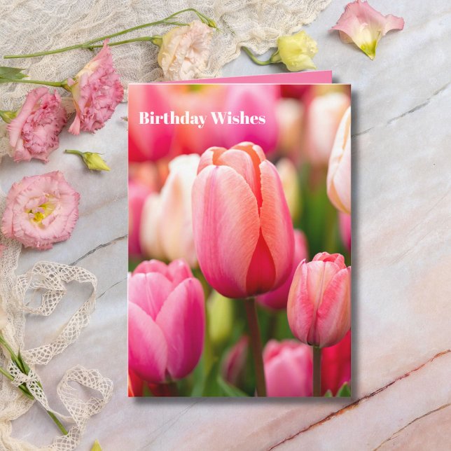 Carte Tulipes roses Voeux d'anniversaire (Créateur téléchargé)