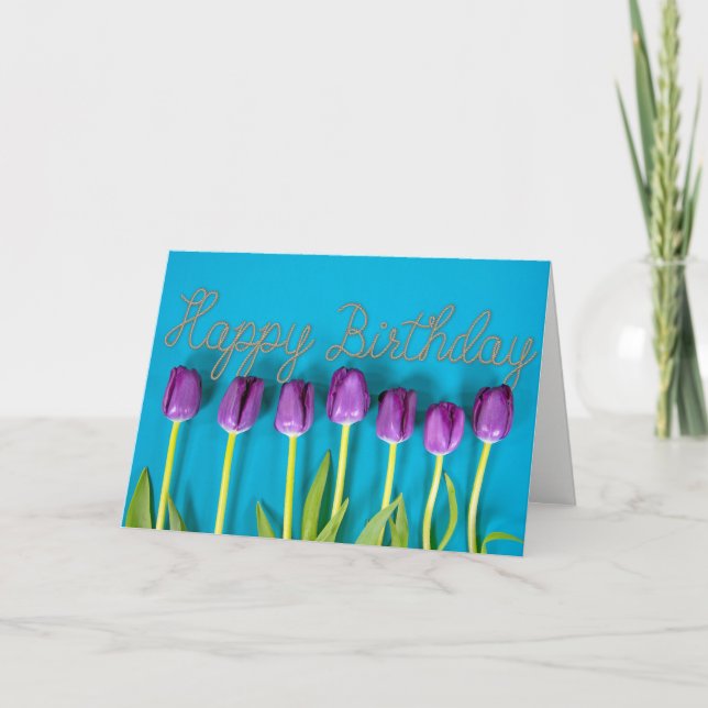 Carte tulipes violettes d'anniversaire (Devant)
