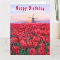 Tulips Field Bird Card Spring aux Pays-Bas