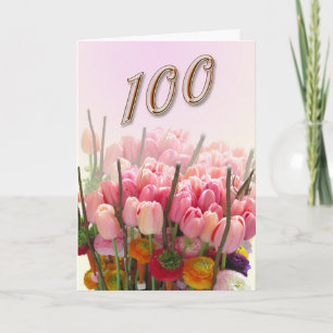 Carte tulips Happy 100th Birthday Greeting Card