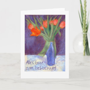 Carte Tulips Rouge Anniversaire - Salutation allem